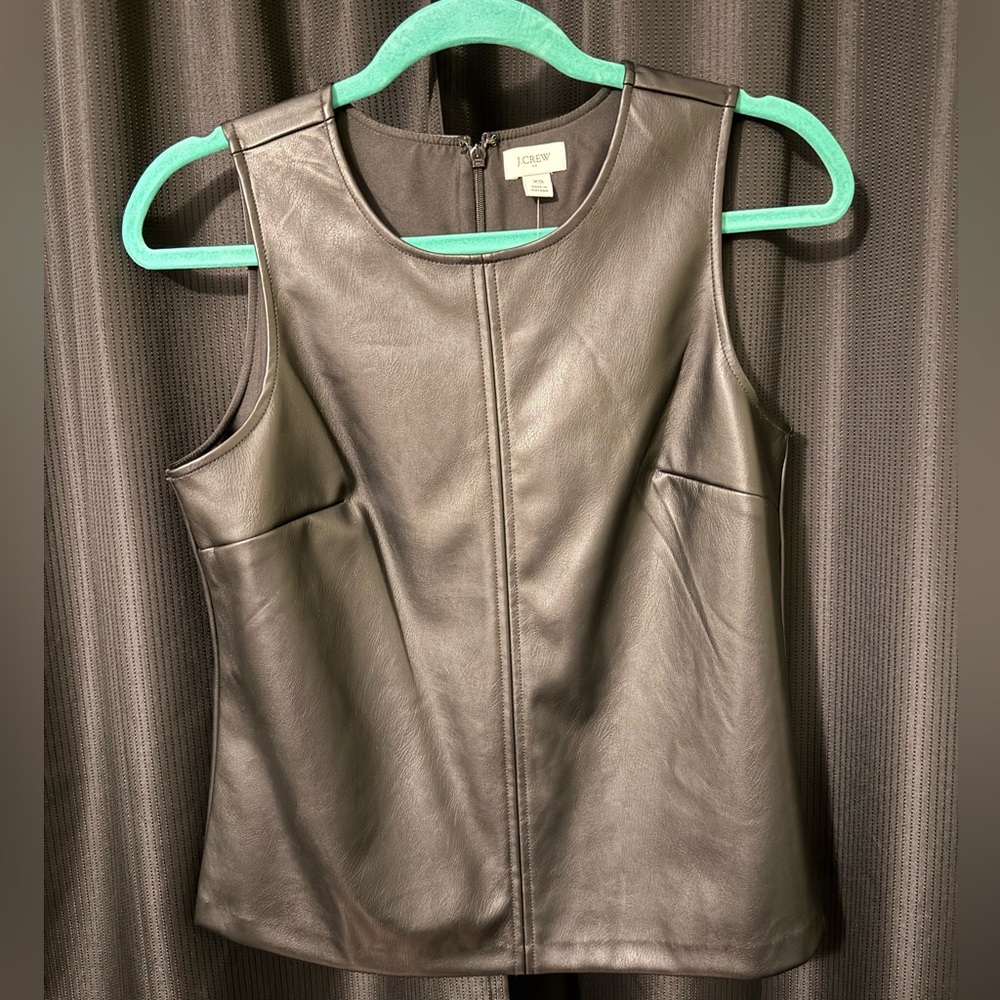 J.Crew Black Sleeveless Faux Leather Top